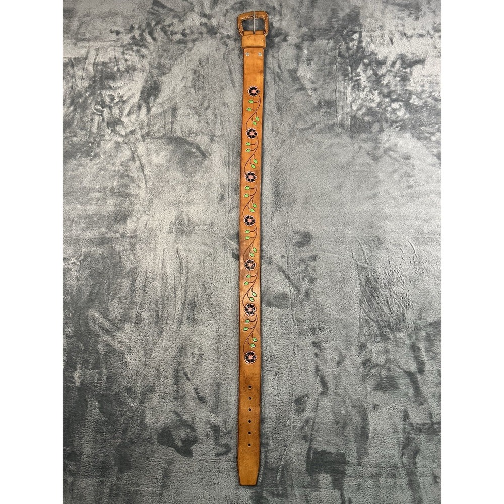 Talabarteria V Bernal Vintage 36 Leather Belt Hand Painted Floral Western Boho